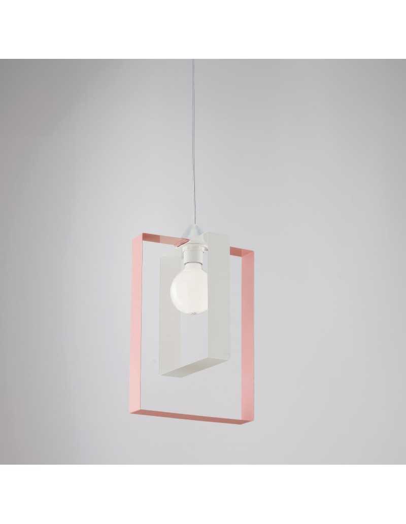 Sospensione Duplo 1 luce in ferro laccato bianco e rosa, Ø 25 cm, E27 | Bonetti Illumina -BONETTI ILLUMINA