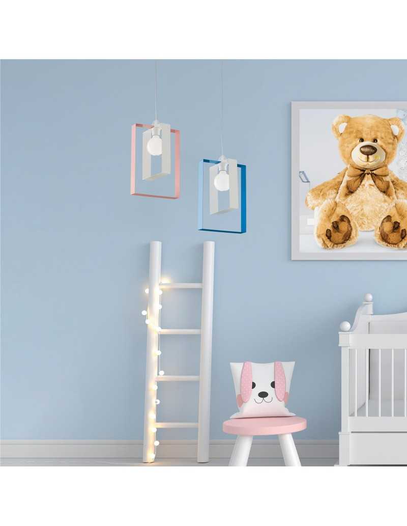 Sospensione Duplo 1 luce in ferro laccato bianco e rosa, Ø 25 cm, E27 | Bonetti Illumina -BONETTI ILLUMINA