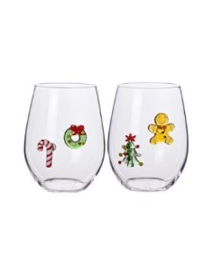 Set 2 bicchieri natalizi W il Natale in vetro borosilicato Ø 9 cm (cod. 89942) | Brandani -BRANDANI