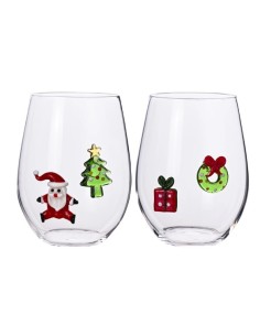 Set 2 bicchieri natalizi W il Natale in vetro borosilicato Ø 9 cm (cod. 89943) | Brandani -BRANDANI