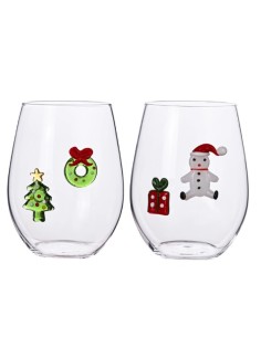Set 2 bicchieri natalizi W il Natale in vetro borosilicato Ø 9 cm (cod. 89941) | Brandani -BRANDANI