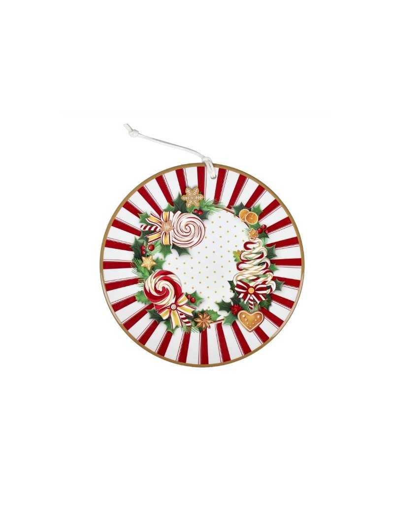 Sottopentola natalizio Le Chicche Ø 20 cm in ceramica e sughero, ghirlanda | Brandani -BRANDANI