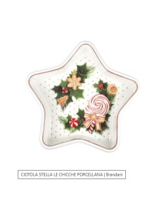Centrotavola natalizio a stella 19 cm in porcellana, Le Chicche | Brandani