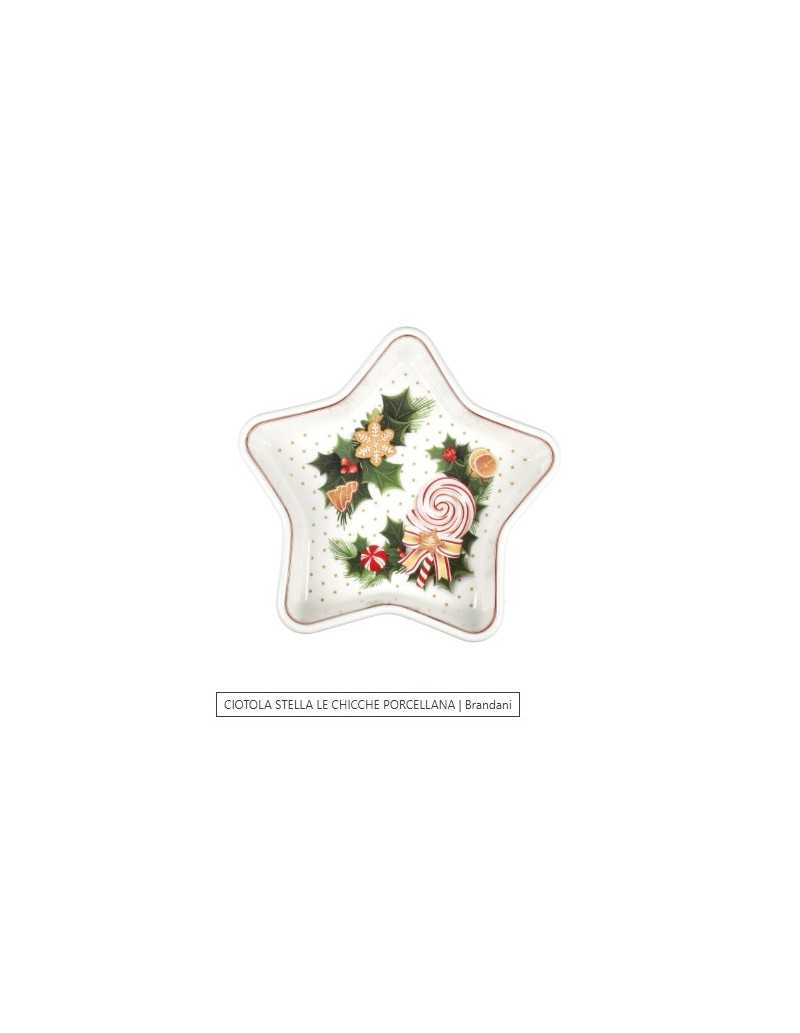 Centrotavola natalizio a stella 19 cm in porcellana, Le Chicche | Brandani -BRANDANI