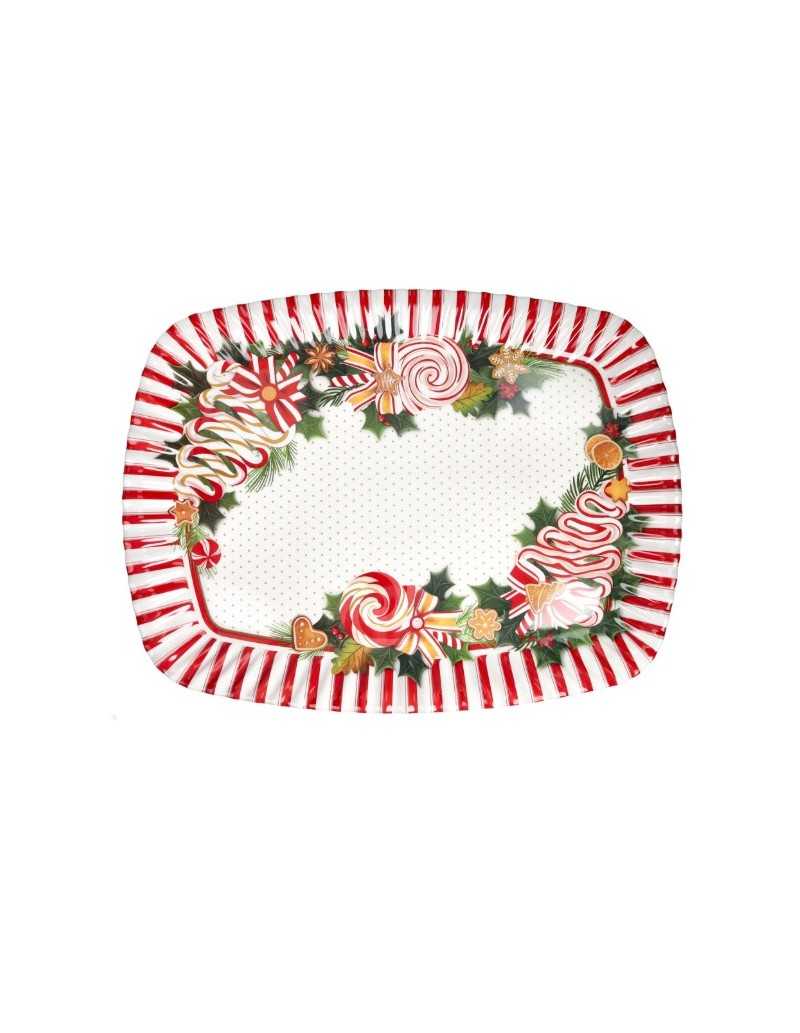 Vassoio natalizio rettangolare 40 x 28 cm in melamina, Le Chicche | Brandani -BRANDANI