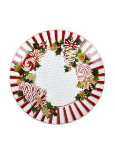 Piatto natalizio Ø 30 cm in porcellana, decoro ghirlanda, Le Chicche | Brandani -BRANDANI
