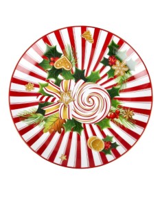 Piatto natalizio Ø 30 cm in porcellana, decoro lecca-lecca, Le Chicche | Brandani