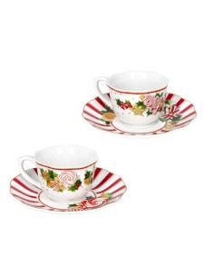 Set 2 tazzine caffè espresso natalizie con piattino, Le Chicche | Brandani -BRANDANI