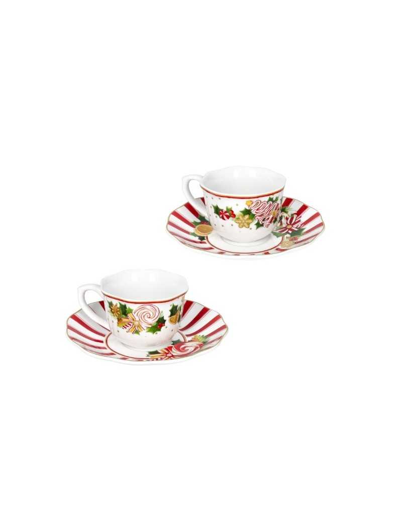 Set 2 tazzine caffè espresso natalizie con piattino, Le Chicche | Brandani -BRANDANI