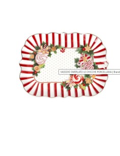 Vassoio natalizio smerlato 33 x 24,5 cm in porcellana, Le Chicche | Brandani -BRANDANI
