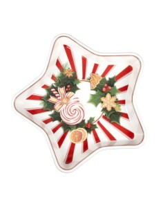 Centrotavola natalizio a stella 23,5 cm in porcellana, Le Chicche | Brandani -BRANDANI