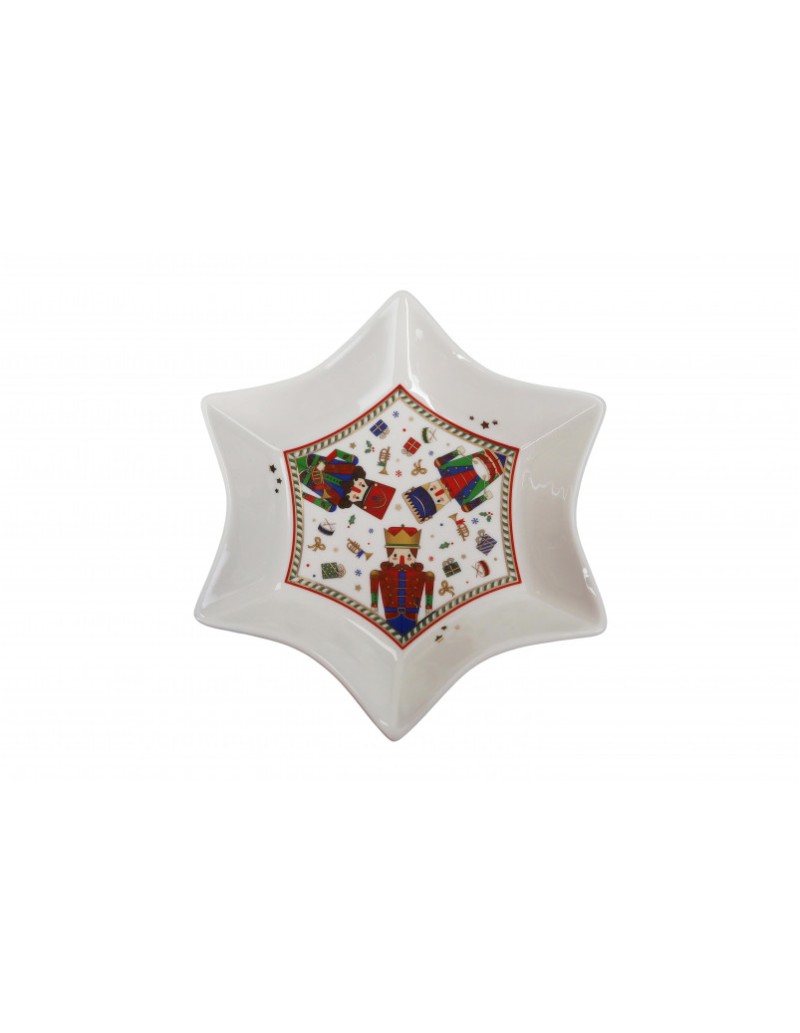 Vassoio natalizio a stella Lo Schiaccianoci in new bone china | Brandani -BRANDANI