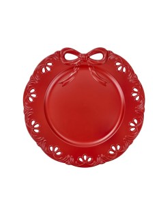 Set 4 sottopiatti natalizi rossi Ø 33 cm, collezione Fiocco | Brandani -BRANDANI
