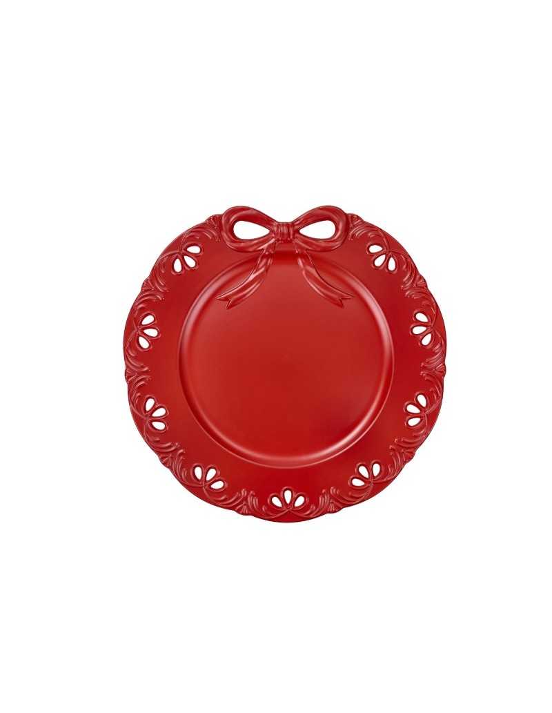Set 4 sottopiatti natalizi rossi Ø 33 cm, collezione Fiocco | Brandani -BRANDANI