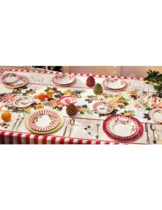 Servizio piatti 18 pezzi natalizio in porcellana bianco e rosso, Le Chicche | Brandani -BRANDANI 2