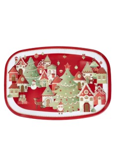 Vassoio rettangolare natalizio 40,5 x 28 cm in melamina, Villaggio in festa | Brandani -BRANDANI