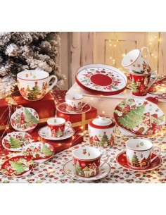 Set 2 tazzine natalizie con piattino 100 ml new bone china, Villaggio in festa | Brandani -BRANDANI 2