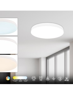 Plafoniera LED Turin tonda minimal Ø 40 cm bianca, 30 W, CCT 3000/4000/5000 K | Mantra -MANTRA