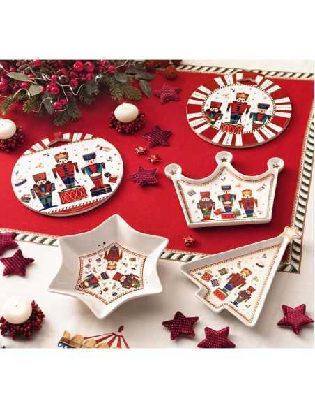 Vassoio natalizio a corona reale Lo Schiaccianoci in new bone china | Brandani -BRANDANI