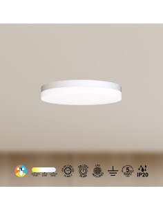 Plafoniera LED Turin tonda minimal Ø 30 cm bianca, 16 W, CCT 3000/4000/5000 K | Mantra -MANTRA