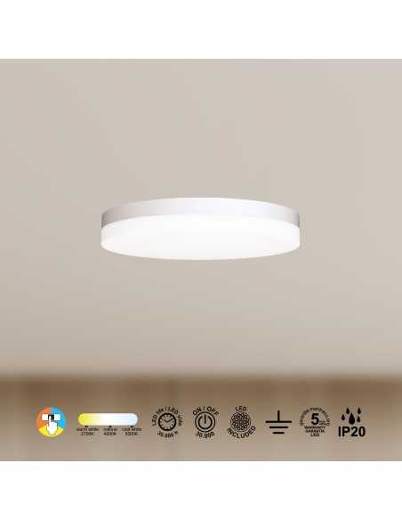 Plafoniera LED Turin tonda minimal Ø 30 cm bianca, 16 W, CCT 3000/4000/5000 K | Mantra -MANTRA
