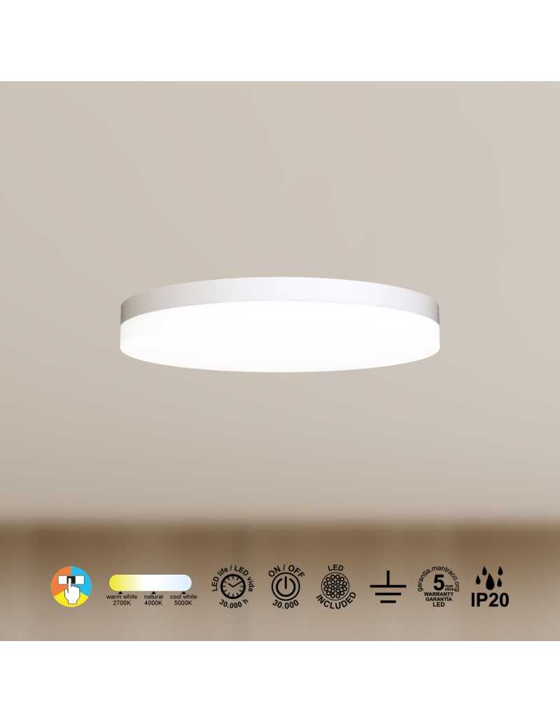 Plafoniera LED Turin slim tonda Ø 40 cm bianca, 20 W, CCT 3000/4000/5000 K | Mantra -MANTRA