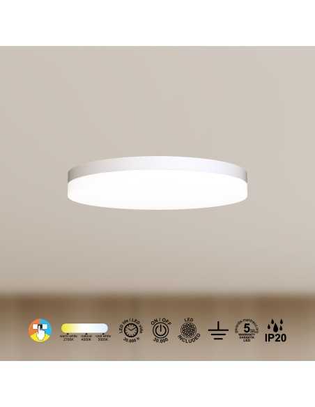 Plafoniera LED Turin slim tonda Ø 40 cm bianca, 20 W, CCT 3000/4000/5000 K | Mantra -MANTRA