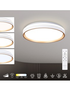 Plafoniera LED Verona a cerchio Ø 50 cm bianca e oro, 55 W, 2700-5000 K, telecomando | Mantra (cod. 9537) -MANTRA