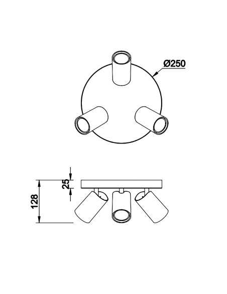 Plafoniera Ø 25 cm con 3 faretti orientabili in bianco, GU10 | Mantra -MANTRA