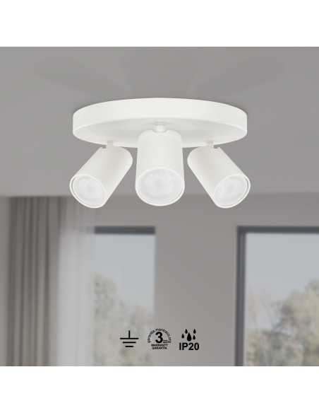Plafoniera Ø 25 cm con 3 faretti orientabili in bianco, GU10 | Mantra -MANTRA
