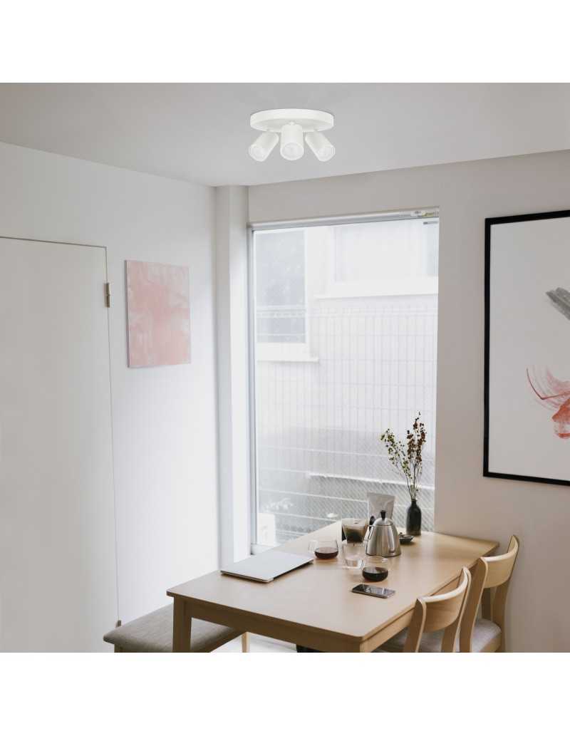 Plafoniera Ø 25 cm con 3 faretti orientabili in bianco, GU10 | Mantra -MANTRA