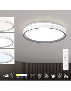 Plafoniera LED Verona a cerchio Ø 50 cm bianca e grigio, 55 W, 2700-5000 K, telecomando | Mantra (cod. 9538) -MANTRA