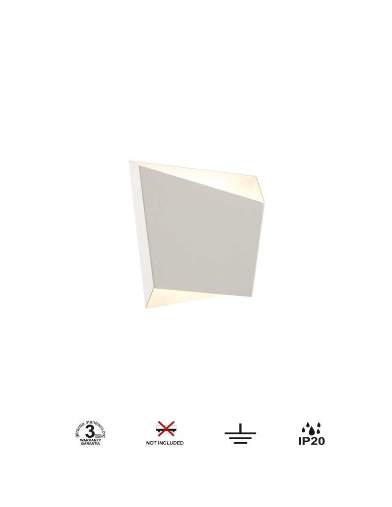 Applique Asimetric monoluce in metallo bianco, GX53, 20x21,5 cm | Mantra -MANTRA