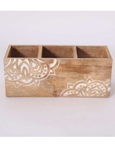 Porta posate e organizzatore da tavola in legno con 3 scomparti -INNOVA LIVING