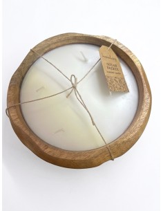 Candela profumata in ciotola di legno naturale fraganza ocean breeze