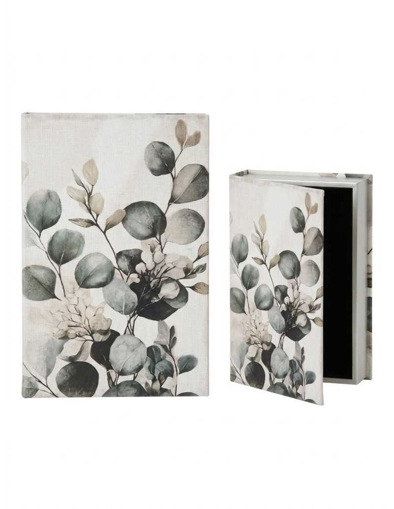 Set 2 scatole libro decorativo con elegante stile botanico eucalipto -INNOVA LIVING