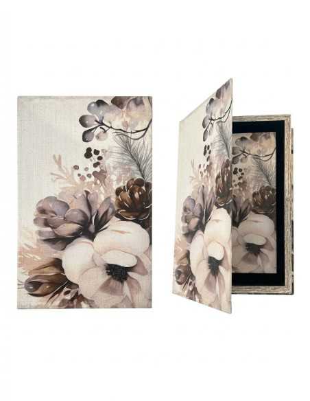 Set due scatole libro decorative con elegante grafica floreale in stile moderno -INNOVA LIVING