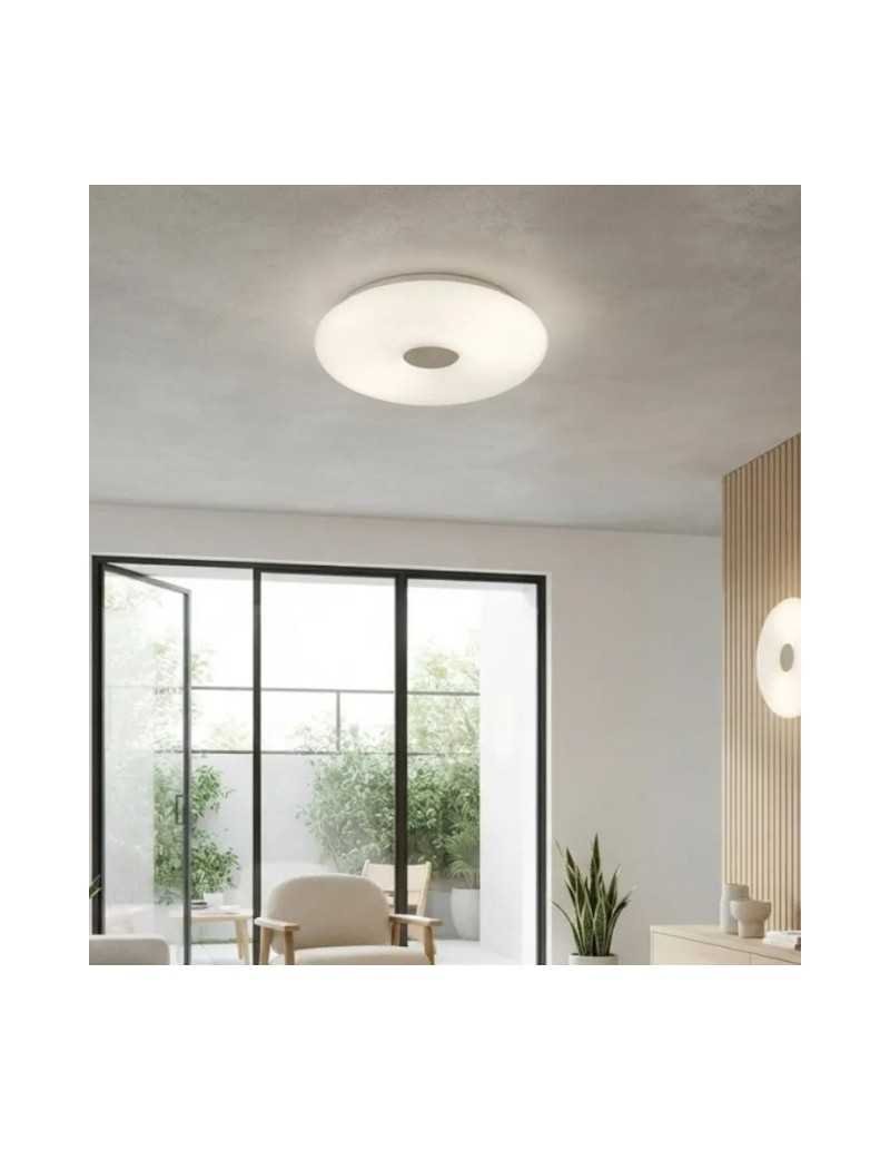 Lampada da parete o da soffitto in vetro soffiato bianco latte acidato opaco e centrale in metallo -TOP LIGHT