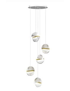Lampada a sospensione con pendenti in effetto marmo in...