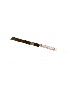 Coltello torta Filo d'Oro in acciaio champagne satinato con manico in ceramica | Brandani -BRANDANI
