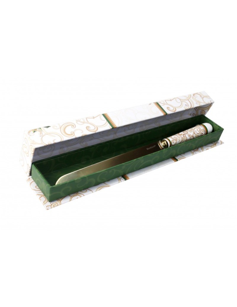 Coltello torta Filo d'Oro in acciaio champagne satinato con manico in ceramica | Brandani -BRANDANI