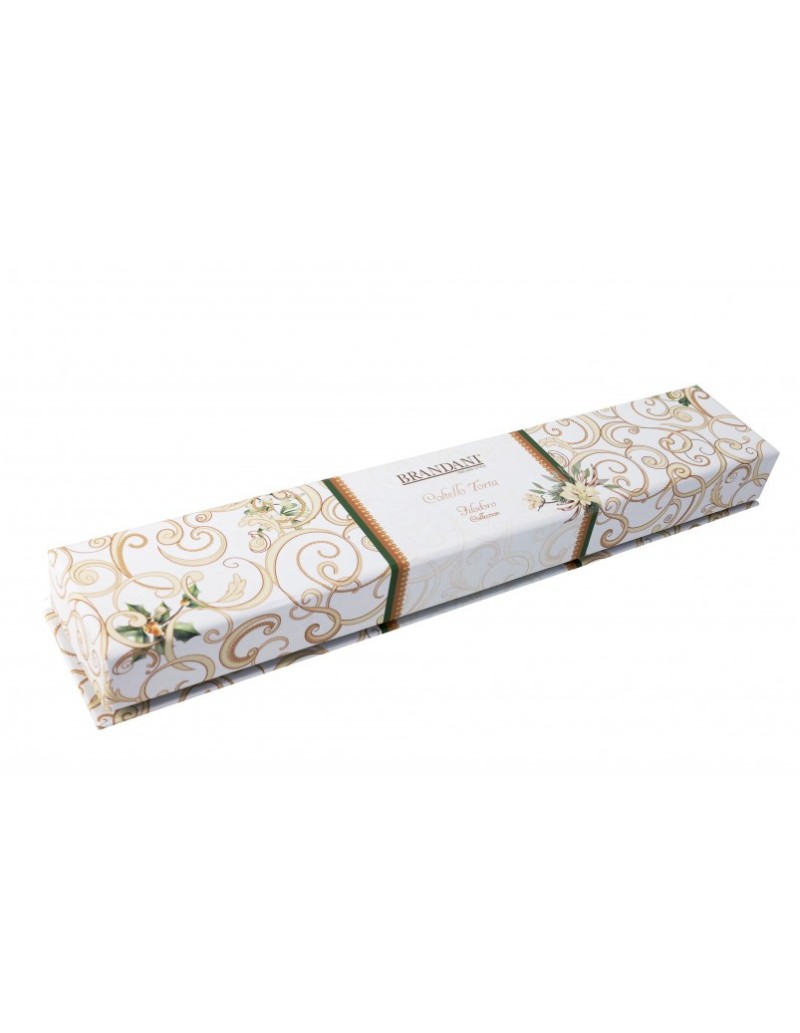 Coltello torta Filo d'Oro in acciaio champagne satinato con manico in ceramica | Brandani -BRANDANI