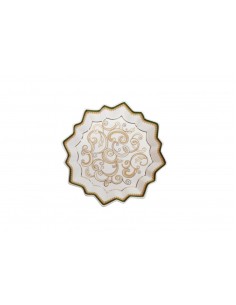 Vassoio natalizio a stella Filo d'Oro in porcellana bianco, verde e oro Ø 23,5 cm | Brandani -BRANDANI