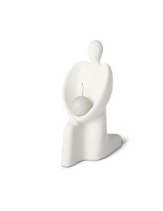 Angelo del Natale portacandela in gres porcellanato latte | Lineasette -LINEASETTE