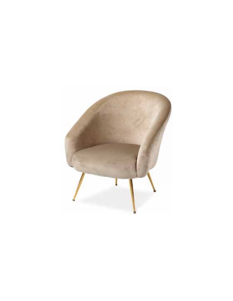 Poltrona Artemide in velluto tortora beige con gambe oro | Fade -FADE