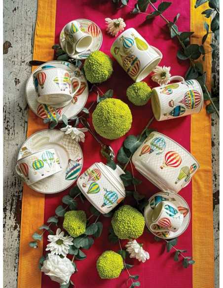 Set 2 tazze da tè con piattino Le Mongolfiere in new bone china 150 ml | Brandani -BRANDANI