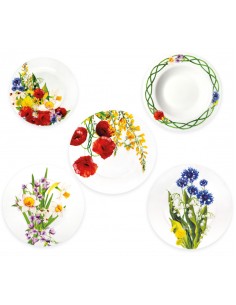 Fiori di Campo servizio piatti 18 pezzi in porcellana con bouquet floreali | Brandani -BRANDANI