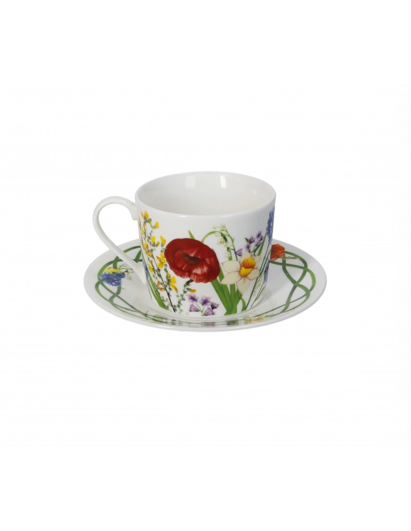 Fiori di Campo set 2 tazze da tè con piattino in new bone china | Brandani -BRANDANI