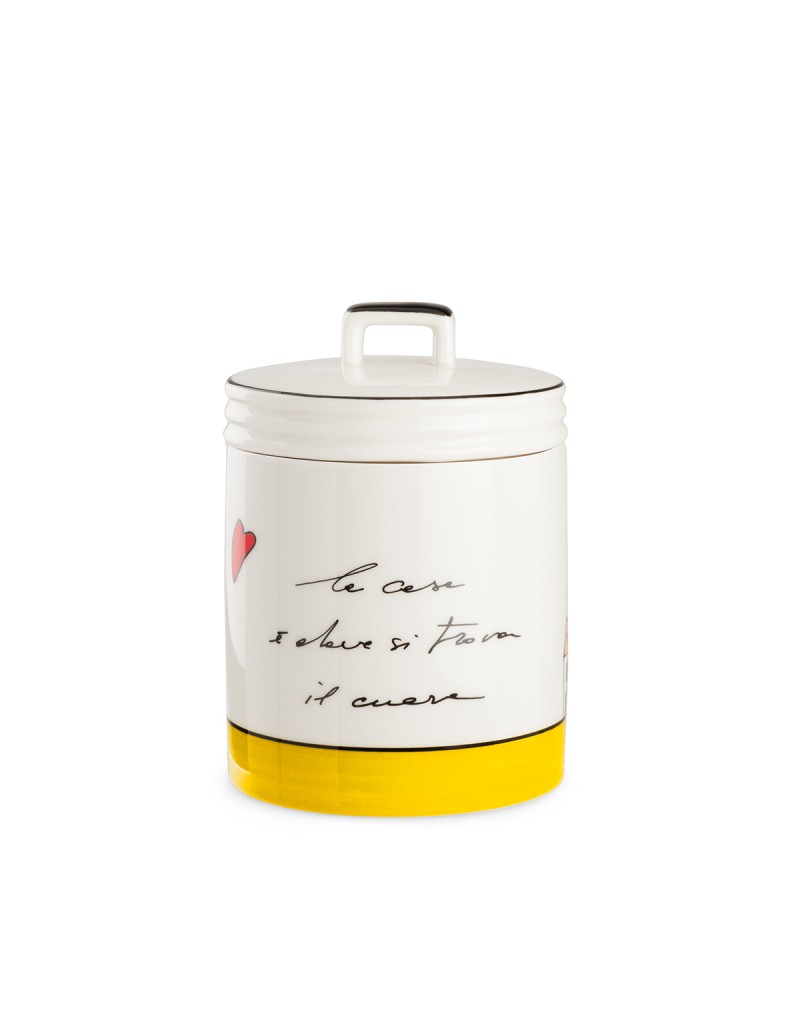 Barattolo giallo con coperchio, collezione Le Casette | Egan -EGAN