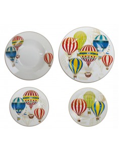 Le Mongolfiere servizio piatti 18 pezzi in porcellana con decoro mongolfiere | Brandani -BRANDANI